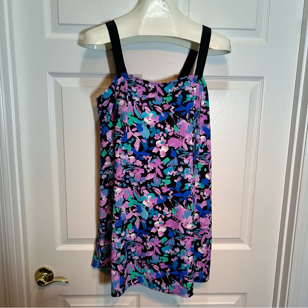 Swimsuits For All Multicolored Floral Print Swim Dress